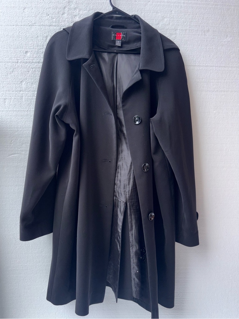 Gallery Double Breasted Longline Trench Coat Classic Minimalist Outerwear Black